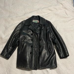 Schotts Bro Leather Pea Coat